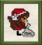 robin with Santa sack mini cross stitch kit