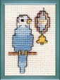 blue budgie with mirror