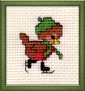 robin on skates mini cross stitch kit