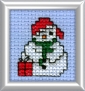 snowman with gift mini cross stitch kit
